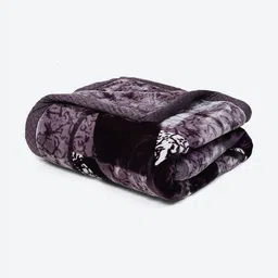 Monte Carlo Brown & White Geometric Printed Heavy Winter 994 GSM Single Bed Blanket image 2