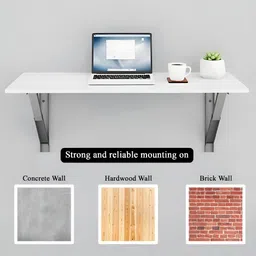 Aura White & Grey MDF Wooden Wall Mount Foldable Study Table image 5