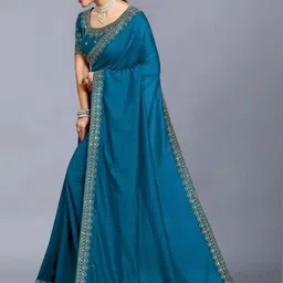 Moda Rapido Embellished Embroidered Art Silk Heavy Work Saree image 5