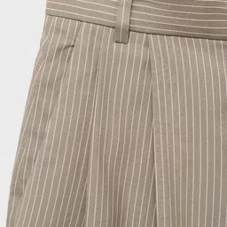 MANGO Women Pin Stripes Low-Rise Wide leg Fit Bermuda Shorts with Front-Pleats image 2