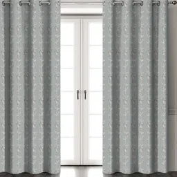 HOMEBREW FURNISHINGS Green & White 2 Pieces Printed Room Darkening Long Door Curtains-image-0