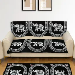 Furnishing Hut Black & Black Chenille Sofa Cover image 2