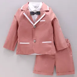 ToffyHouse Full Sleeves Solid Shirt and Pants Set with Coat - Onion Pink-picture-21