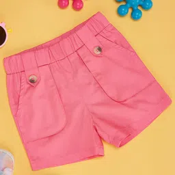 Pantaloons Baby Cotton Lycra Solid Shorts - Pink-image-55