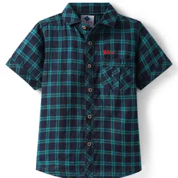 TONYBOY Cotton Half Sleeves Checked Shirt - Navy Blue-picture-27