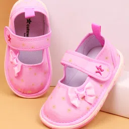 Cute Walk by Babyhug Velcro Closure Floral Printed Casual Shoes With Bow Applique - Pink-picture-17