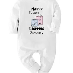 Zeezeezoo 100% Cotton Knit Family Theme Full Sleeves Masis Future Shopping Partner Text Printed Romper - White-picture-12