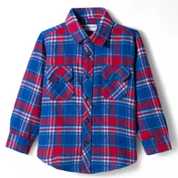kookie kids india Kookie Kids Woven Full Sleeves Checked Shirt - Blue & Red image 2