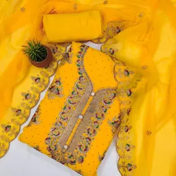 ICCHIT FAL Embroidered Silk Georgette Unstitched Dress Material-picture-14