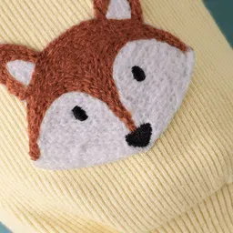 Little Kangaroos Knit Full Length Lounge Pant with Fox Embroidery - Lemon image 3