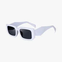 Being Better Unisex Black Lens & White Rectangle Sunglasses with-picture-14