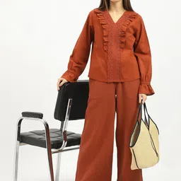 United Colors of Benetton Embroidered Bell Sleeves Cotton Top image 2
