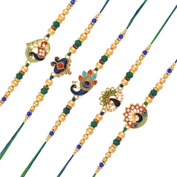 Aapno Rajasthan Set Of 5 Rakhi With Roli Chawal & Greetings Card image 3