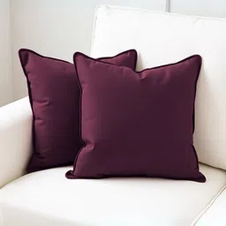 Aurave Burgundy 2 Pieces Pure Cotton 210 TC Soft & Comfortable Square Cushion Covers-picture-34