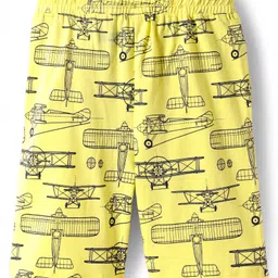 Pine Kids Single Jersey Knit Half Sleeves Shorts Nightsuit With Airplane Print - Lemon Yellow image 5