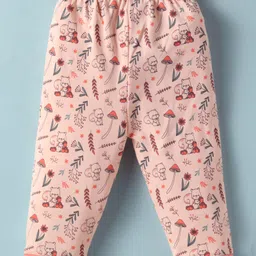 CUCUMBER Sinker Knit Full Sleeves Co-ords Night Suit With Floral Print - Peach image 5