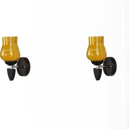 1ST TIME Set Of 4 Yellow Glass Wall Lamp image 3