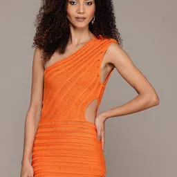 bebe One Shoulder Bodycon Mini Dress image 1