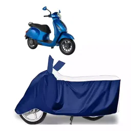 Auto Pearl Bike Cover for Bajaj Chetak (White & Blue)-picture-23