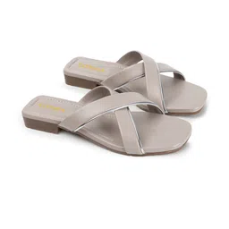 CORSICA Women Grey Solid Open Toe Casual Flats image 3