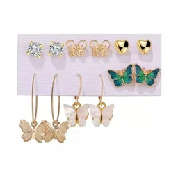 Vembley Set Of 6 Gold-Plated Artificial Stones Studded Circular Studs image 3