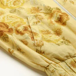 Label Ritu Kumar Floral Print Cotton Linen Crop Bomber Jacket image 3