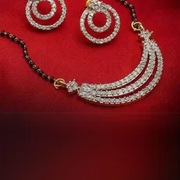 AOLLY Artificial Stones Studded And Beaded Mangalsutra And Earrings-picture-21