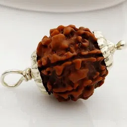 Divine souvenirs Unisex Silver-Plated Rudraksha Circular Pendants image 2