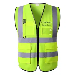 Payuh Jumbo V-Neck Zipper Closer PVC 50 mm (2 inch) Reflective Polyester Fabric Safety Jacket Green Free Size-picture-31