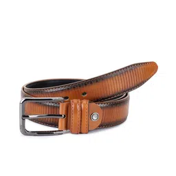 ZEVORA Men Striped Leather Belt image 5