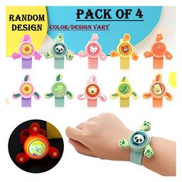 ADKD Kids Spinning Slap Wrist Band for Boys and Girls Cute Cartoon Bracelet Wrist Band with LED Light Up, Great Gift Toys for Kids - Pack of 4 (Color & Design May Vary)-picture-36