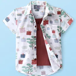 Dapper Dudes Half Sleeves Gifts Printed Shirt With Attached Tee - Multi Colour-picture-25
