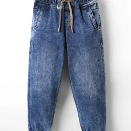 Olio Kids Denim Woven Full Length Solid Colour Jeans - Light Blue-picture-15