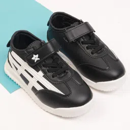 Cute Walk by Babyhug Velcro Closure Sneakers with Stripes - Black-picture-18