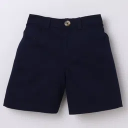 Aww Hunnie Twill Woven Solid Shorts - Blue-image-4