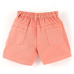 Babyhug Cotton Mid Thigh Length Solid Shorts With Stretch- Coral image 2