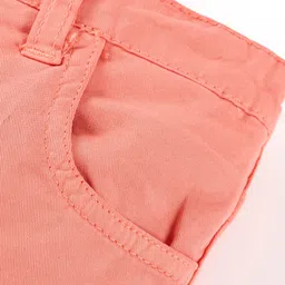 Babyhug Cotton Mid Thigh Length Solid Shorts With Stretch- Coral image 3
