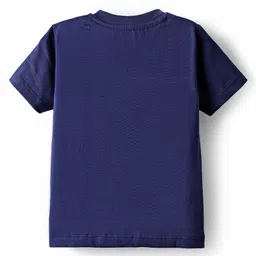 Babyhug Cotton Knit Half Sleeves Shorts Night Suit With Whale Print - Navy Blue image 3