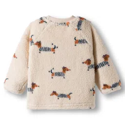 Mark & Mia Full Raglan Sleeves Co-ords Winter Wear Night Suit with Puppy Print - Beige image 3