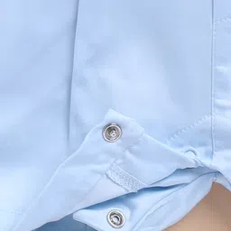 Wonderchild Half Sleeves Animal Badge Detailed Romper - White & Sky Blue image 4