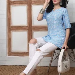 Anouk Rustic Women Ethnic Motifs Printed Round Neck Kurti image 4