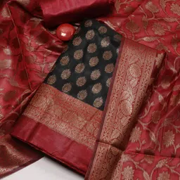 Meena Bazaar Art Silk Unstitched Dress Material image 1