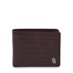 Second SKIN Men Brown Textured Genuine Leather Two Fold Wallet image 1