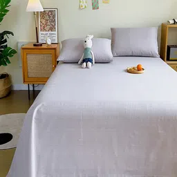 JC HOME Grey Melange 140 TC King Bedsheet with 2 Pillow Covers image 3