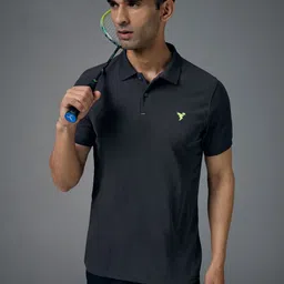 Technosport Men Brand Logo Printed Polo Collar Anti Static Slim Fit T-shirt-image-33