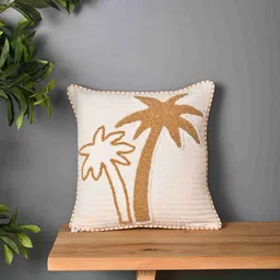 Aura White Floral Embroidered Cotton Square Shaped Cushion Cover-picture-26