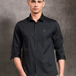 U.S. Polo Assn. Denim Co. Geometric Spread Collar Slim Fit Pure Cotton Shirt-picture-19