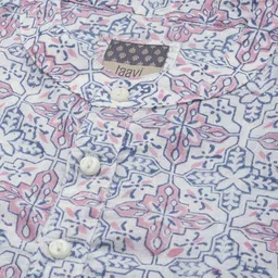 Taavi Men White & Pink Block Printed Pure Cotton Kurta image 2