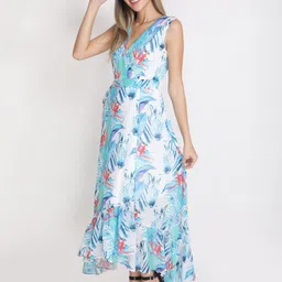 JAKANARY Floral Print Georgette Fit & Flare Maxi Dress image 2