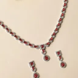 TRINK Rhodium-Plated American Diamond Studded Jewellery Set-picture-39